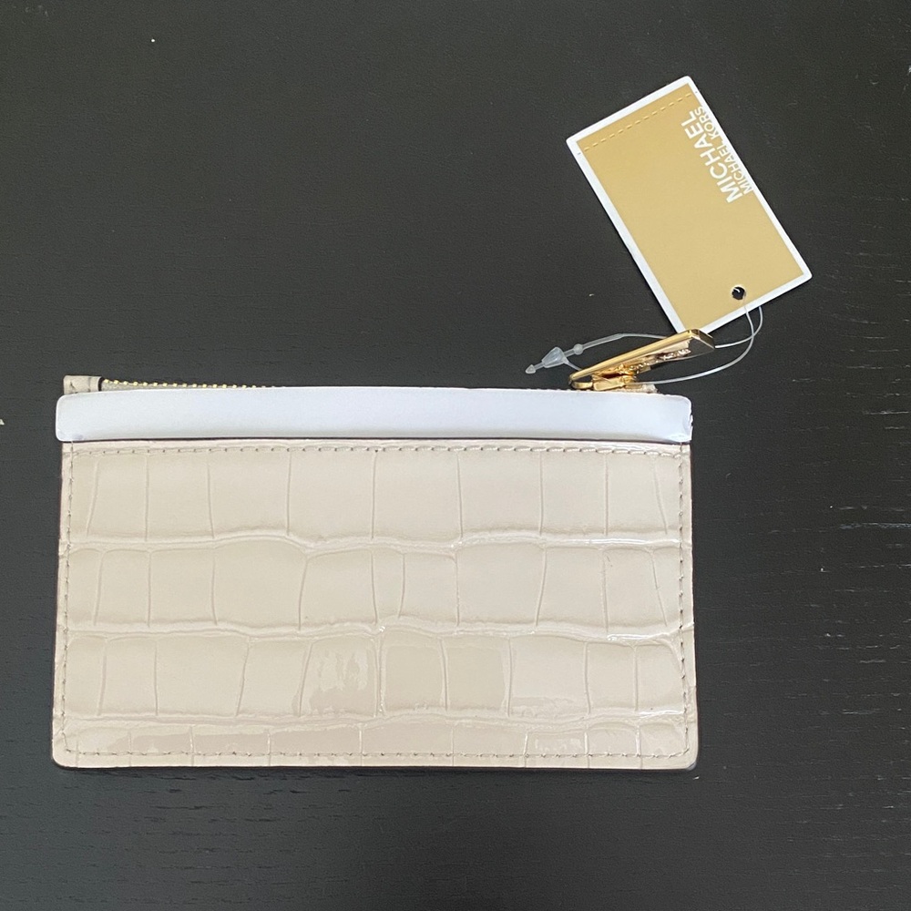 Michael Kors Croc-Embossed Card Holder with Gold Hardware - Picture 3 of 4